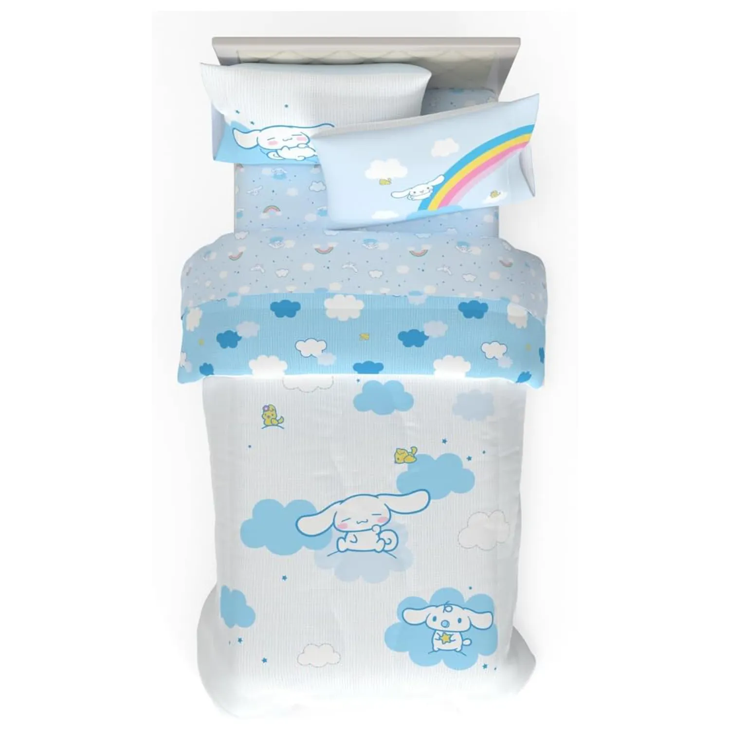 Hello Kitty Cinnamoroll Cloudy Days sengetøy Twin 4 deler vendbart