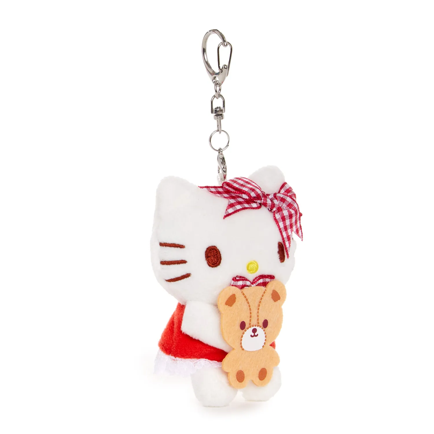 Hello Kitty Plush Mascot Keychain nøkkelring rød gingham
