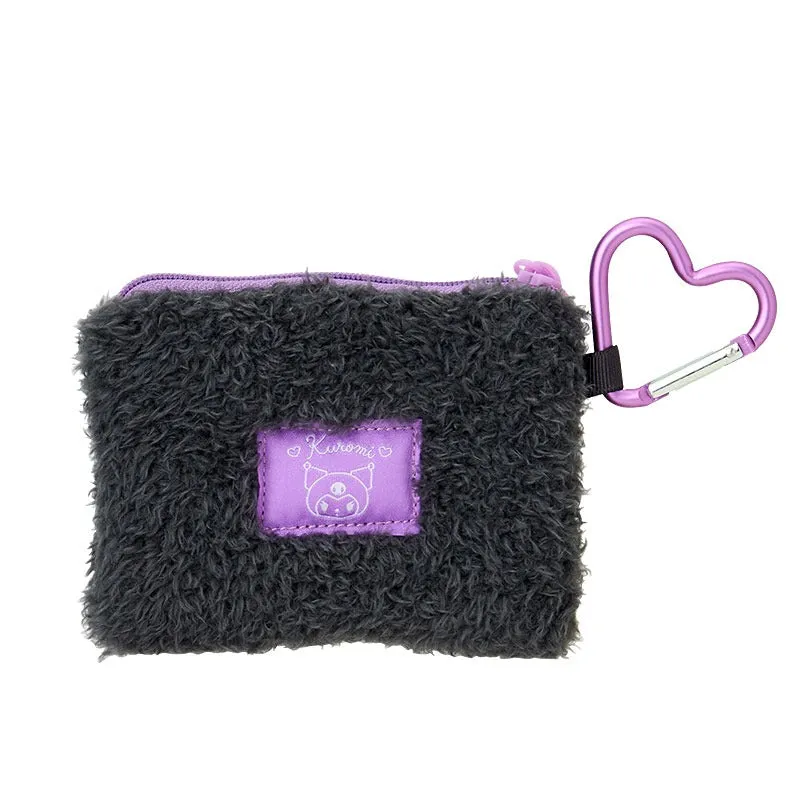 Kuromi Fuzzy Mini Zipper Pouch liten pung med karabinkrok
