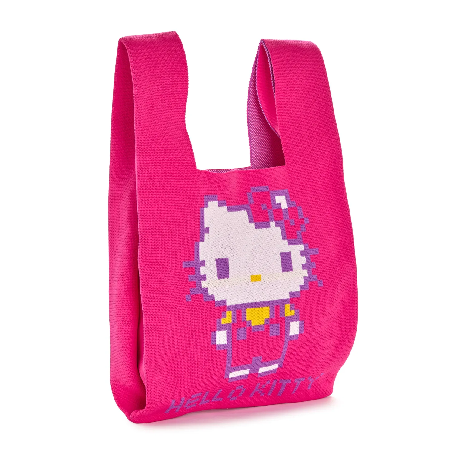 Hello Kitty Retro Pixel strikket handlenett rosa