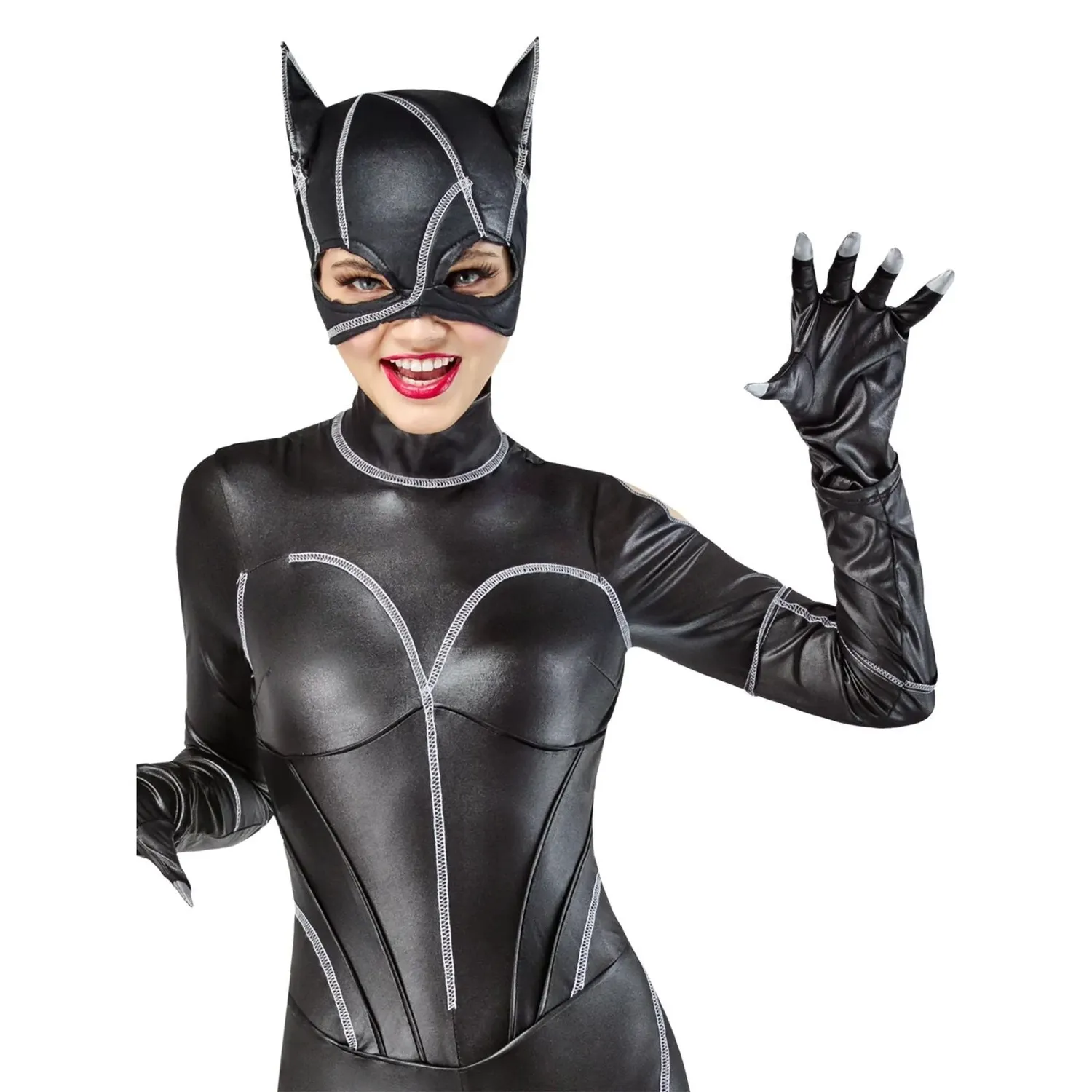 Batman BATMAN RETURNS Catwoman-kostyme jumpsuit med maske og hansker