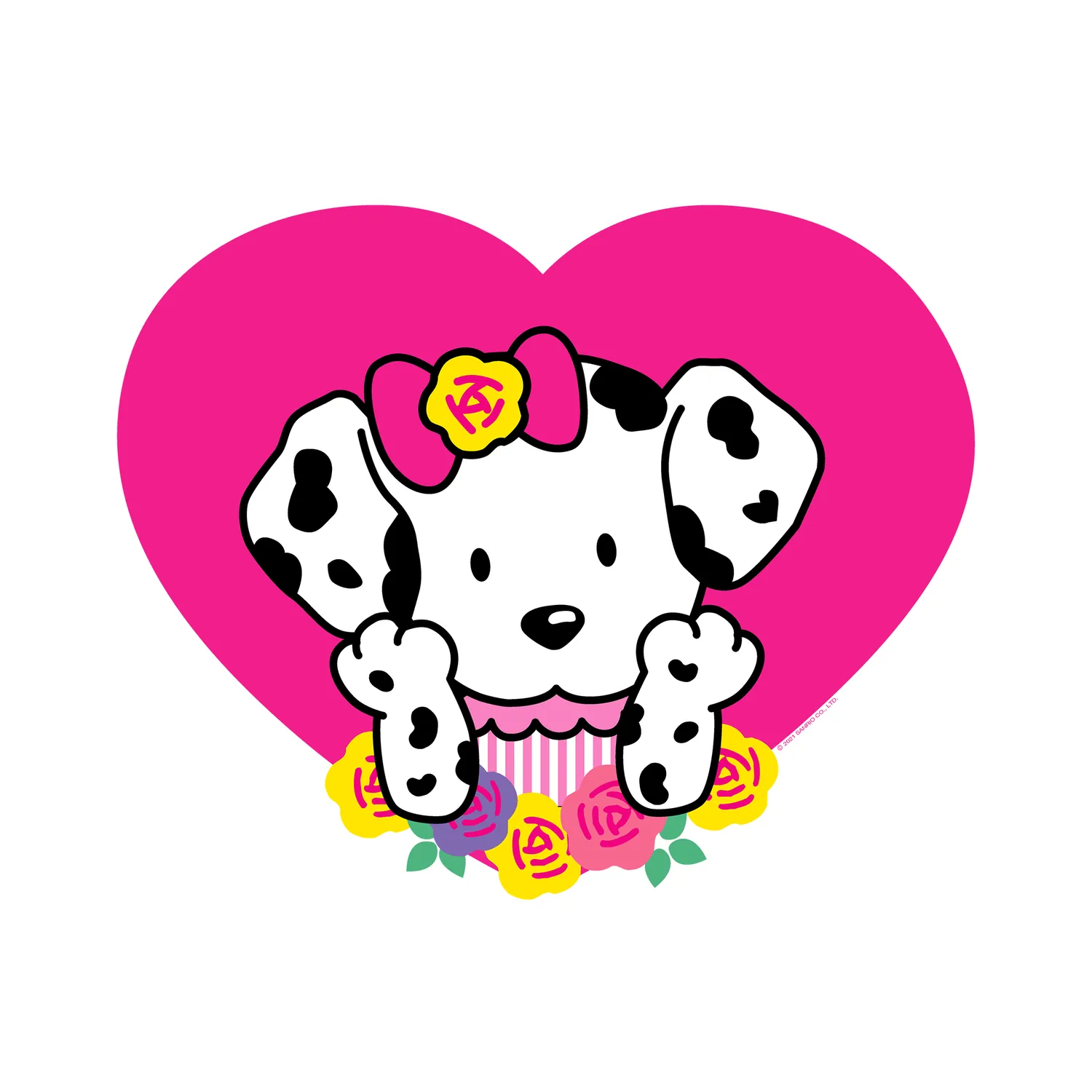Hello Kitty Spottie Dottie Pink Heart T-skjorte – størrelse S