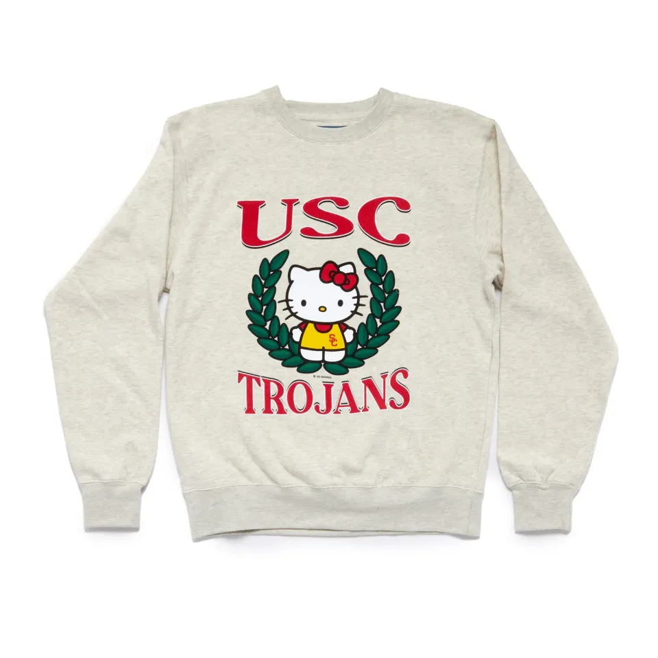 Hello Kitty x USC Trojans Two Ways Sweatshirt collegegenser Oatmeal
