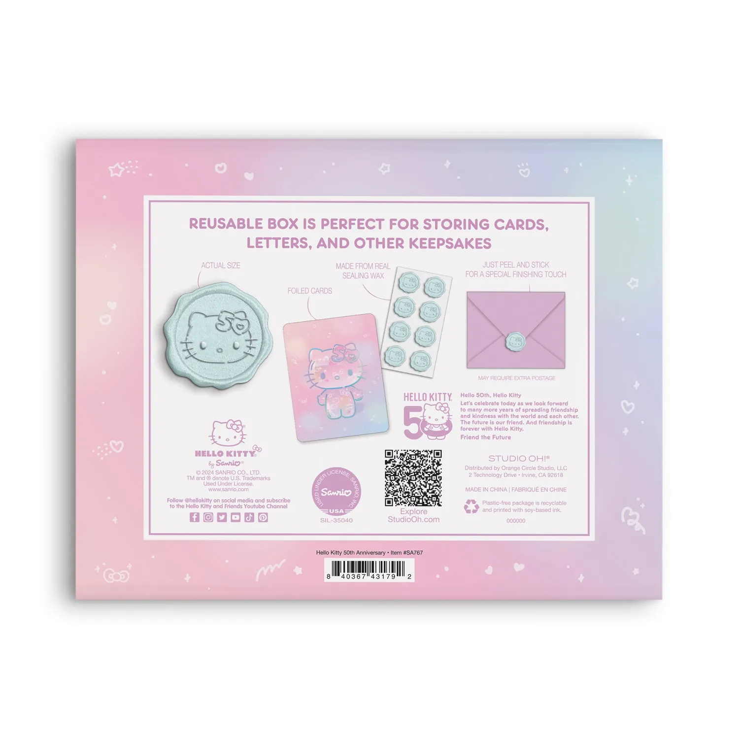 Hello Kitty x Studio Oh! 50th Anniversary kortsett 25 deler holografisk