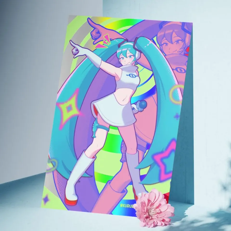 Kururu4ever Space Channel 5 Miku A3-plakat regnbueholografisk