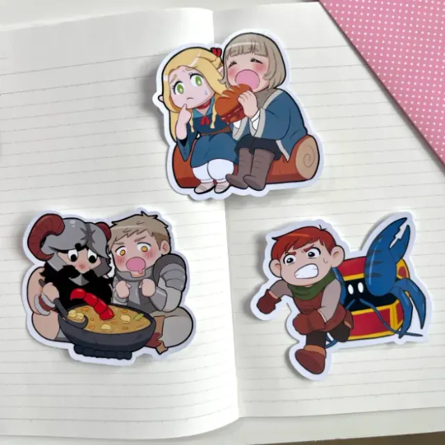 Kururu4ever Delicious in Dungeon klistremerker Laios & Senshi