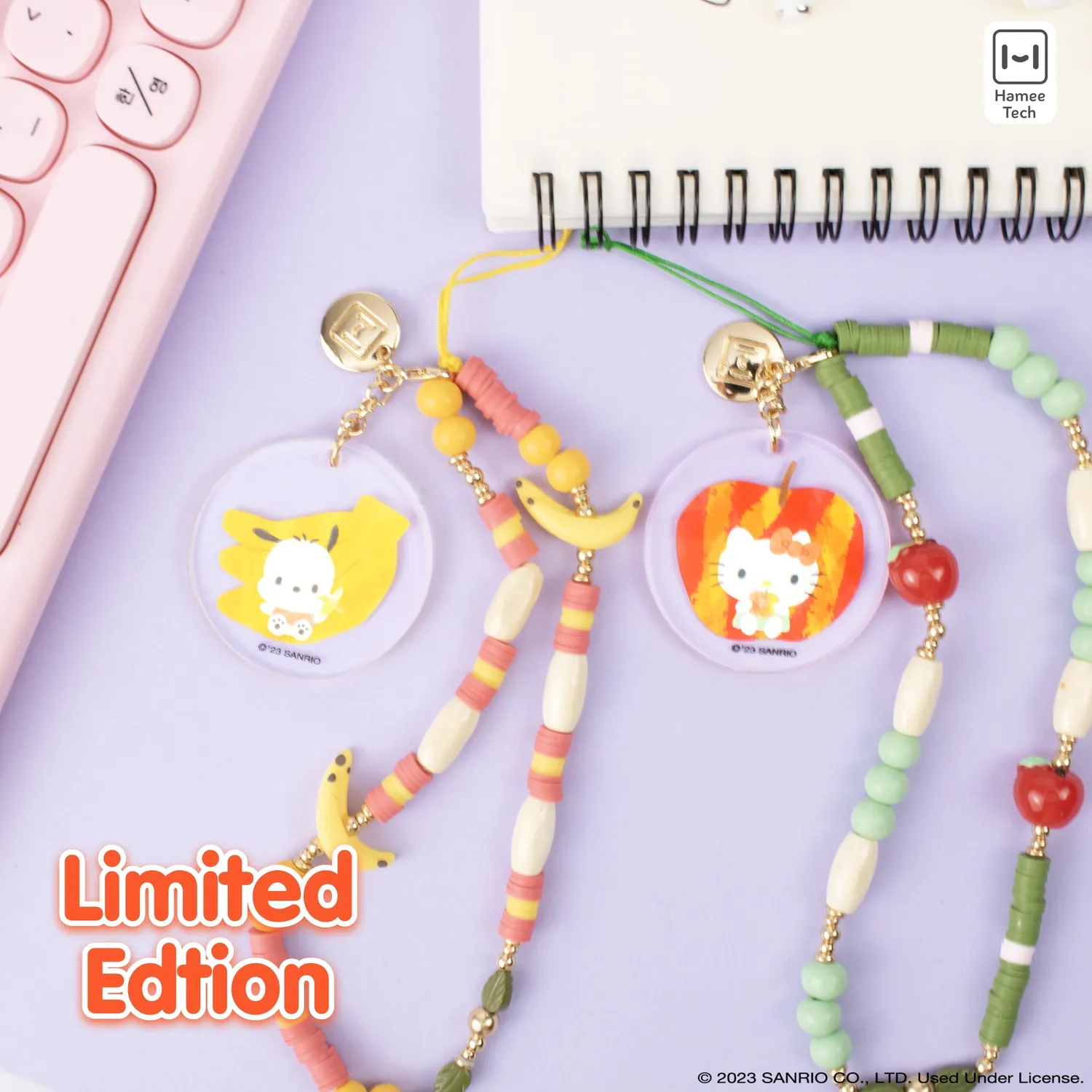 Hello Kitty Hamee Apple Beaded Charm mobilstropp med epleperler