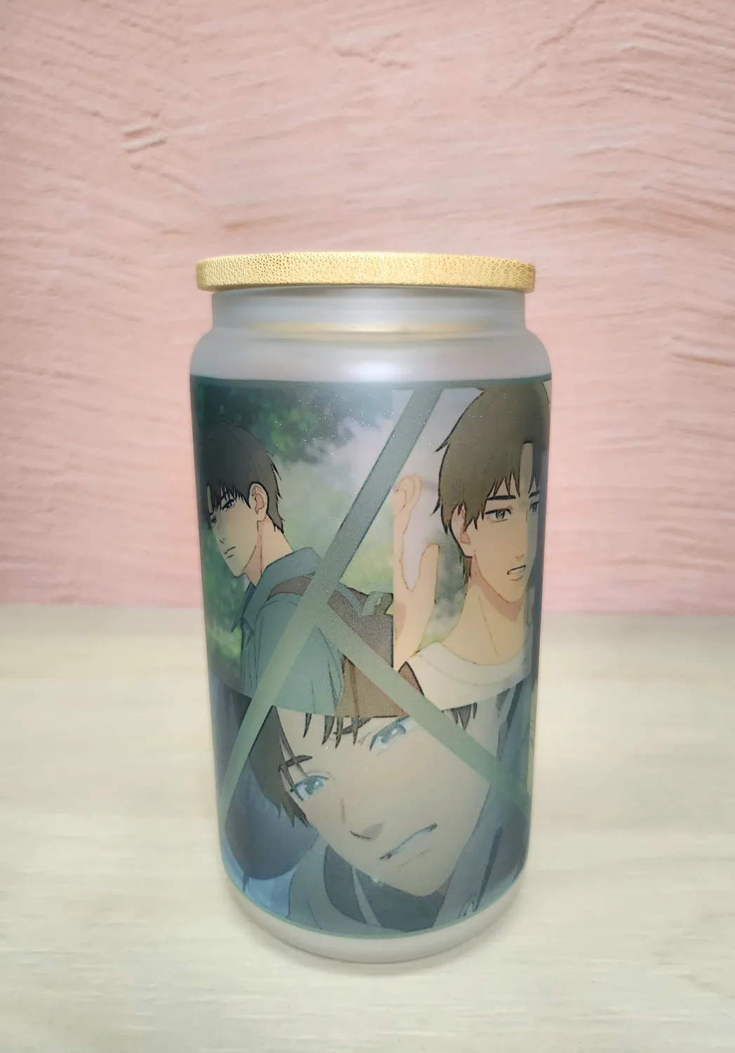 Anitaku Childhood Friend 16oz glasskopp med bambuslokk