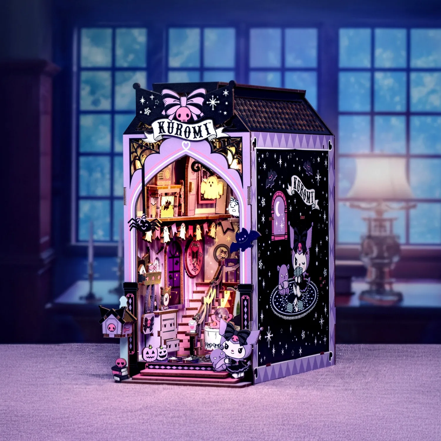 Kuromi Spooky House DIY Book Nook byggesett med LED