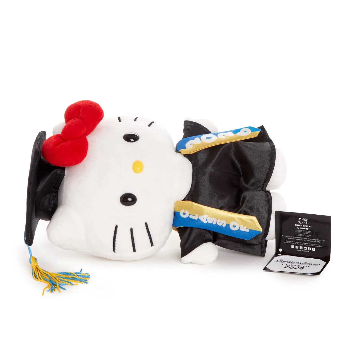 Hello Kitty 9" Cap and Gown Graduation Plush bamse blå