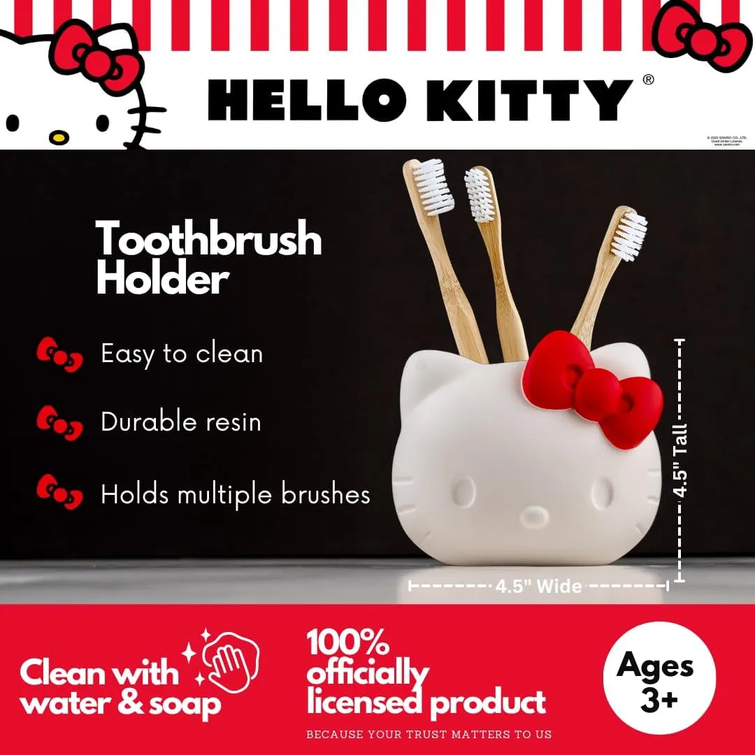Hello Kitty Classic Cutie tannbørsteholder med rød sløyfe – polyresin