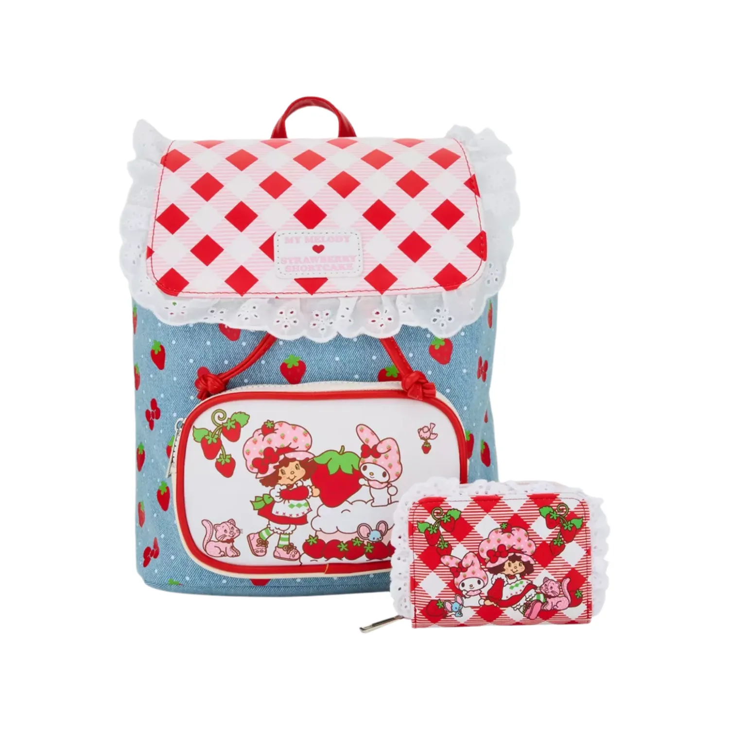 My Melody x Strawberry Shortcake mini-ryggsekk justerbare stropper