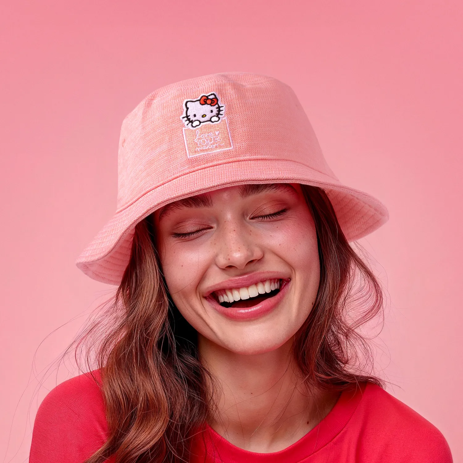 Hello Kitty x Love Your Melon Speckled Hero bøttehatt rosa UPF 50+