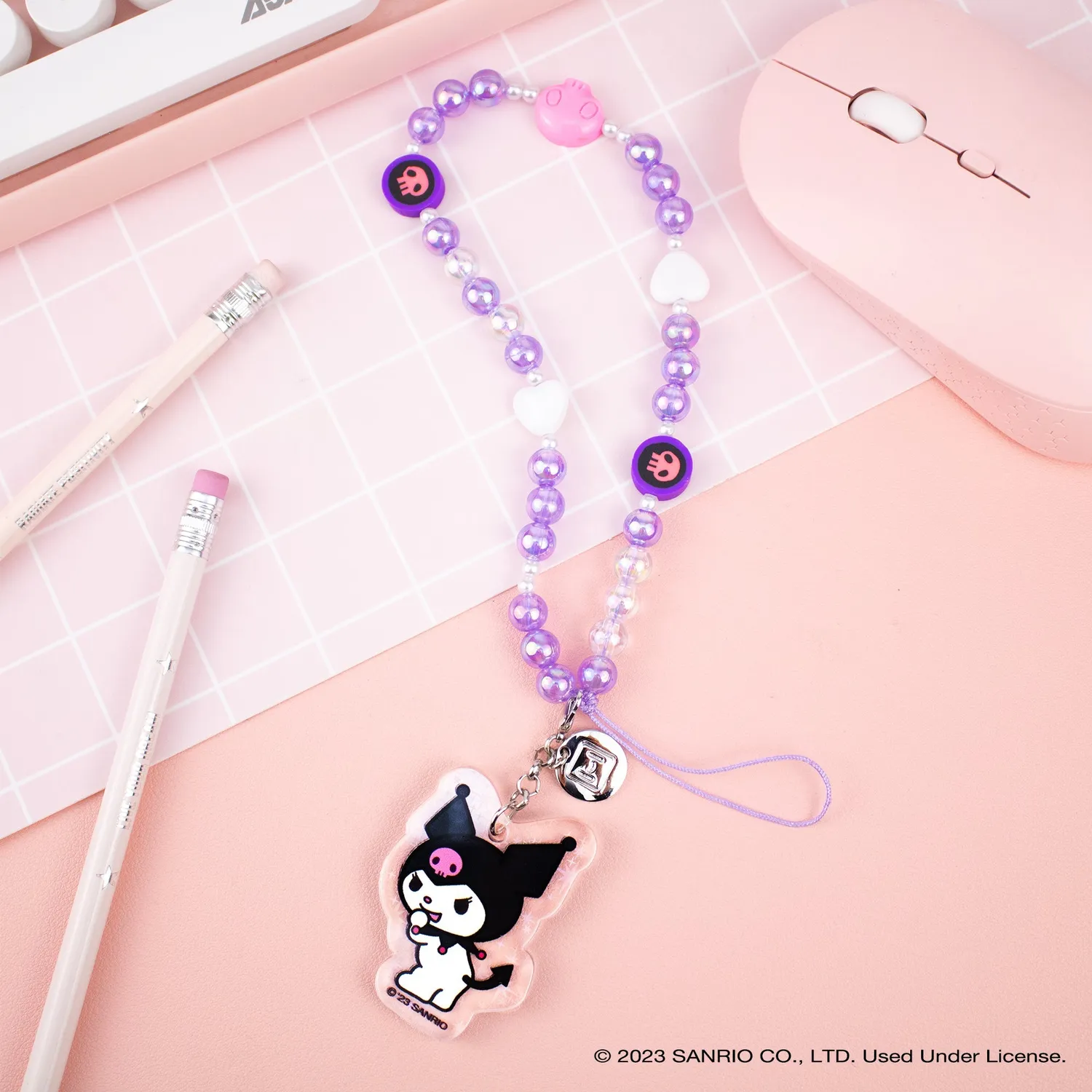 Hello Kitty Kuromi Beaded Charm Mobile Phone Wrist Strap mobilrem