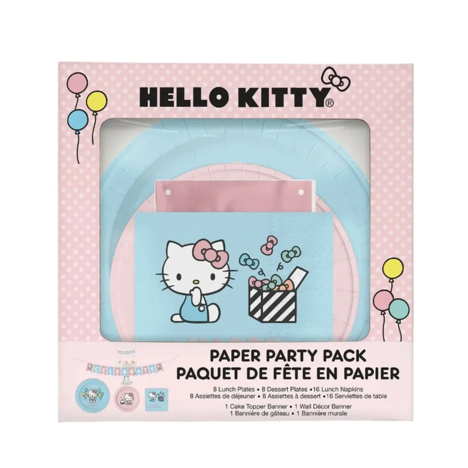 Hello Kitty Happy Birthday festsett papir, komplett bursdagspakke
