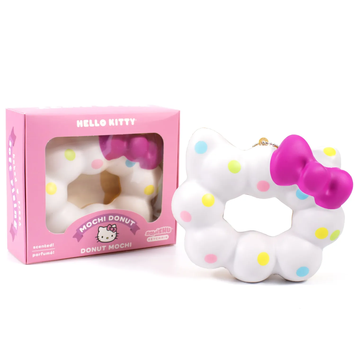 Hello Kitty Mochi Donut Squishy nøkkelring Rainbow