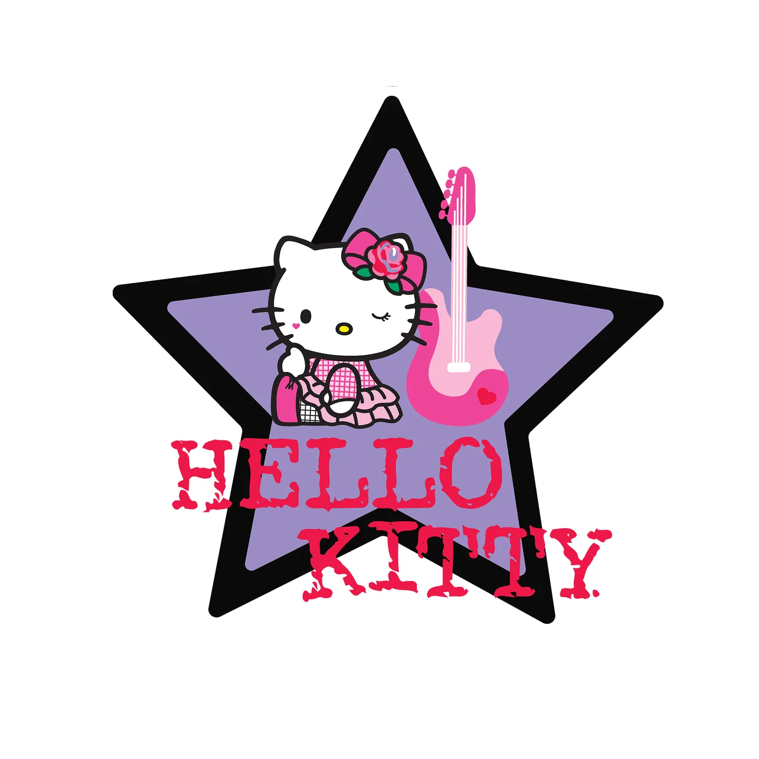 Hello Kitty Guitar Star t-skjorte Asphalt bomull