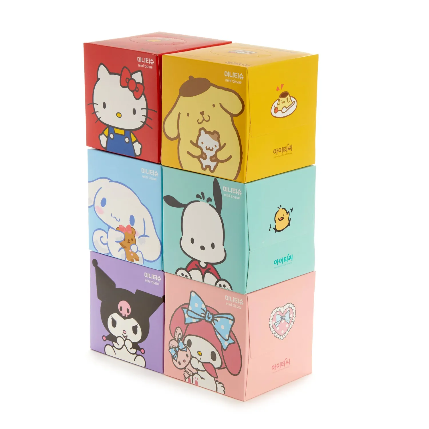 Hello Kitty and Friends mini lommetørklebokser 6-pakning 2-lags