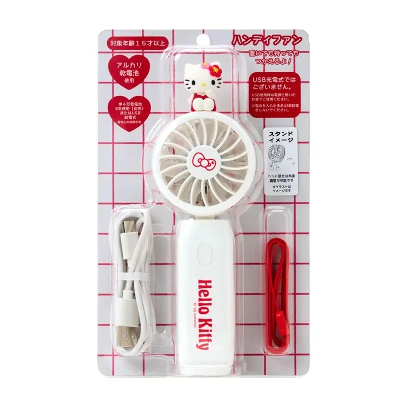 Hello Kitty 2-Way Portable Handy Fan håndvifte hvit USB og batteri
