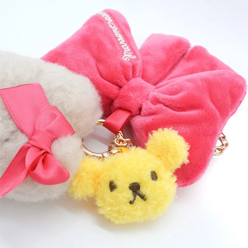 Hello Kitty Teddy Friend Series Marroncream Plush Mini Face Pouch minipung med karabinkrok