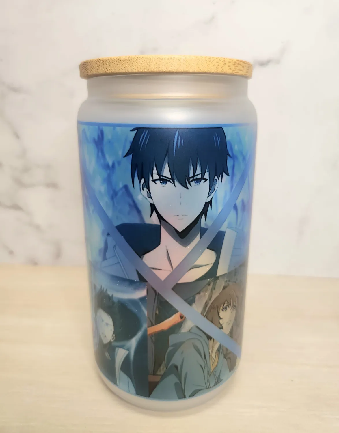 Anitaku Jinwoo 16oz glasskopp med bambuslokk