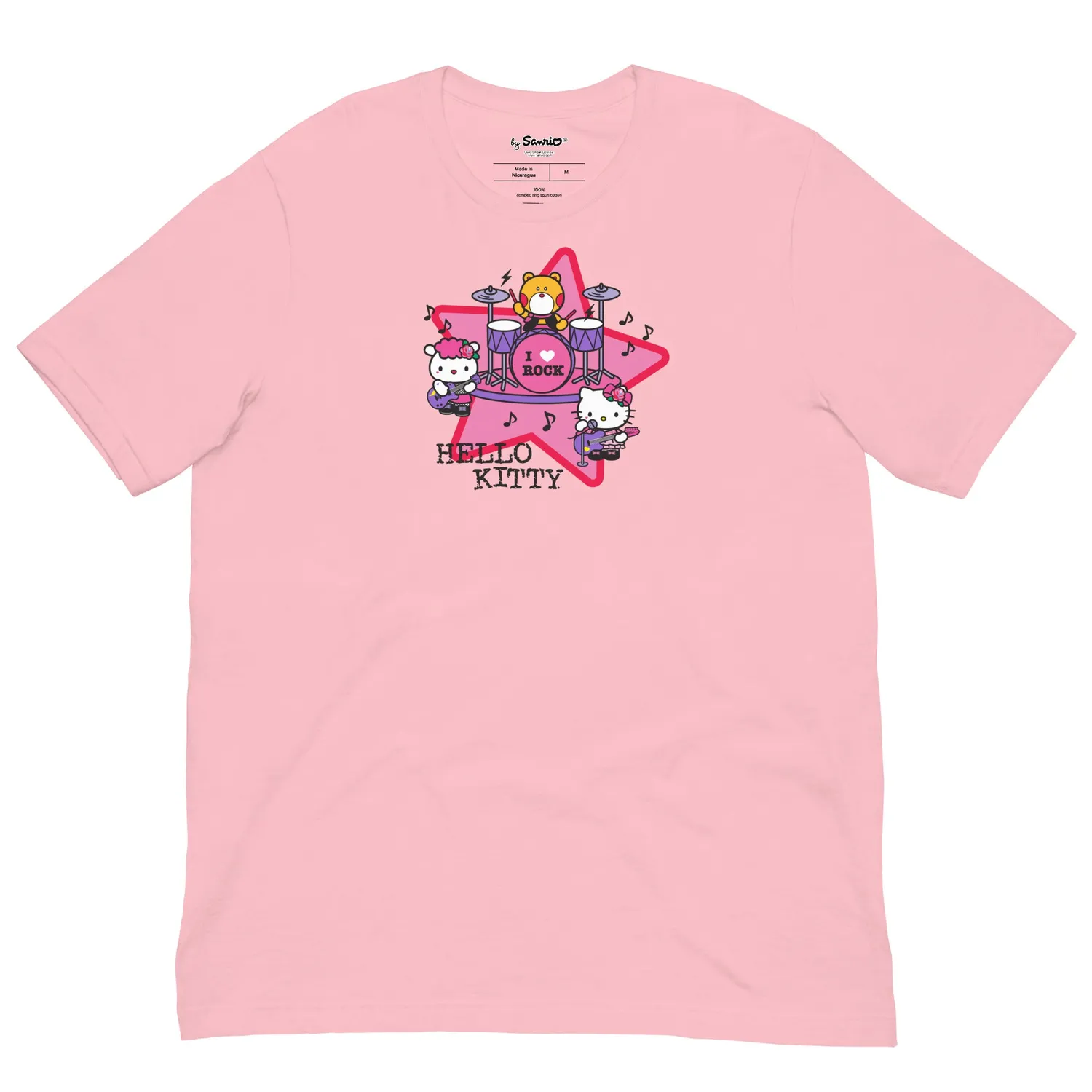 Hello Kitty I Love Rock T-skjorte Soft Cream XS bomull