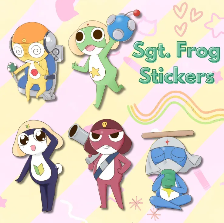 Kururu4ever Sgt. Frog Keroro Stickers klistremerker All 5 vanntett vinyl