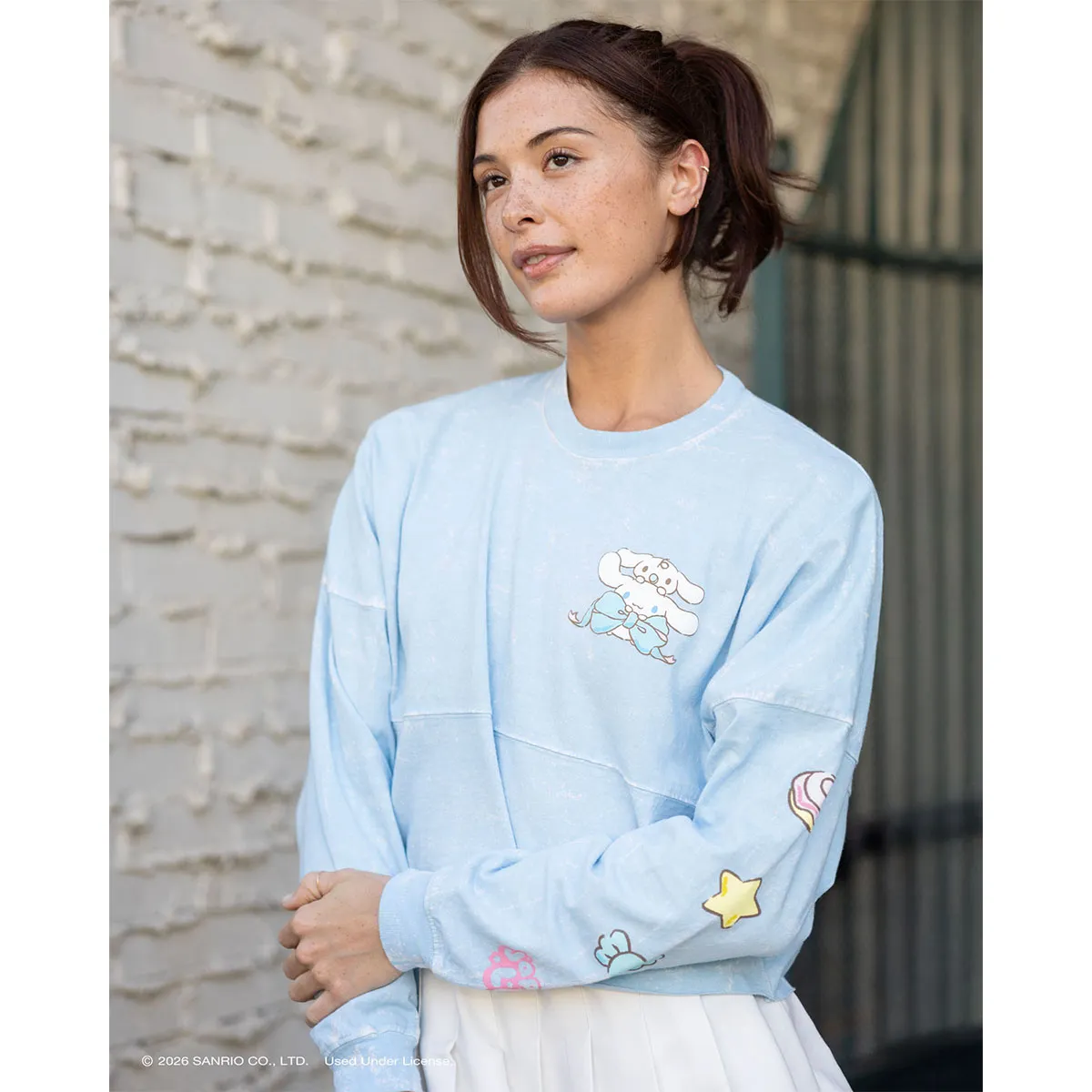 Hello Kitty Cinnamoroll x JapanLA Ribbons Cropped Spirit Jersey genser blå