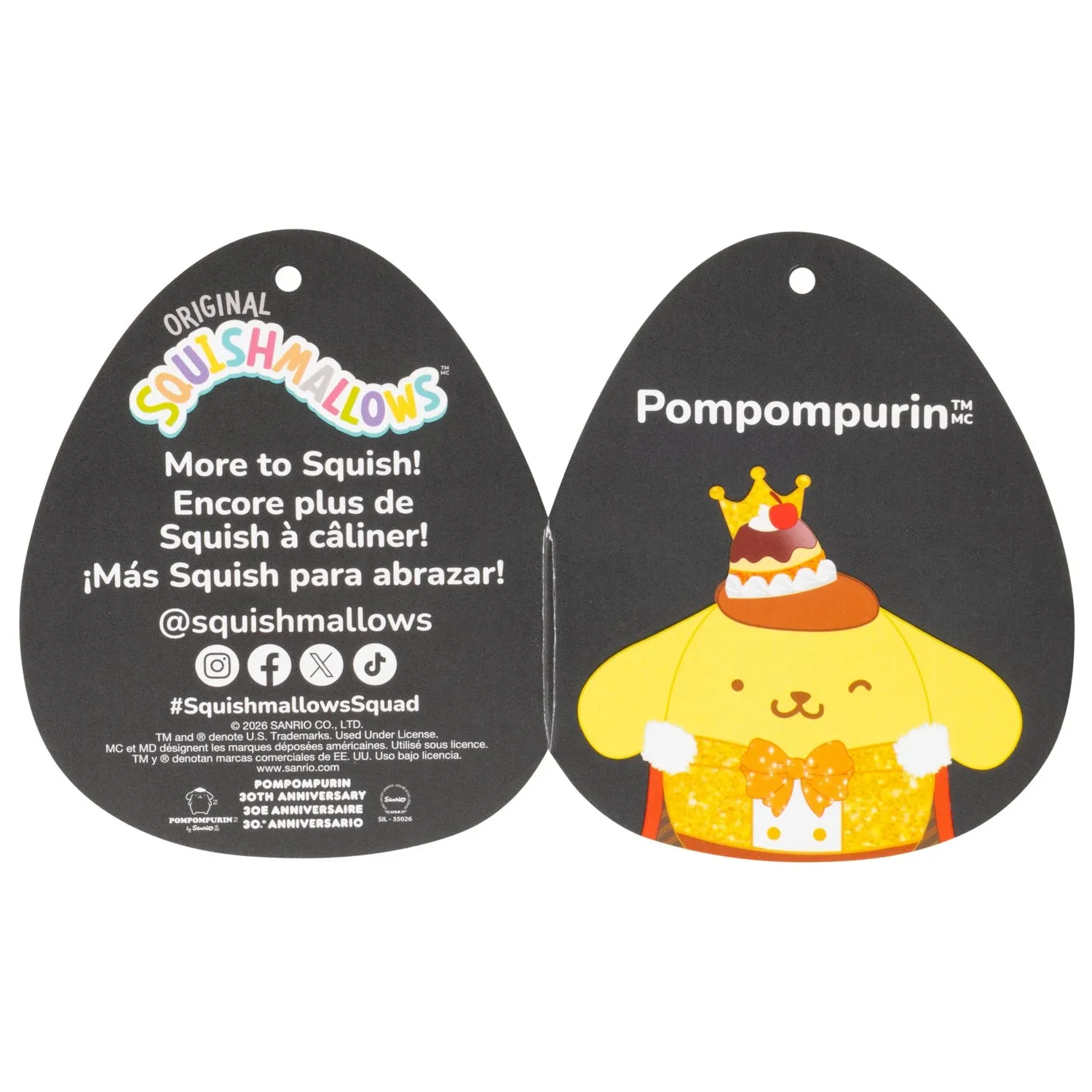 Hello Kitty Pompompurin 12" Squishmallows-bamse 30-årsjubileum