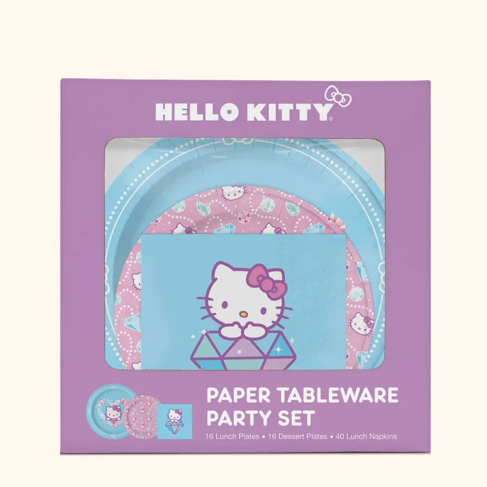 Hello Kitty Bejeweled Paper Tableware Party Set festsett til bursdag