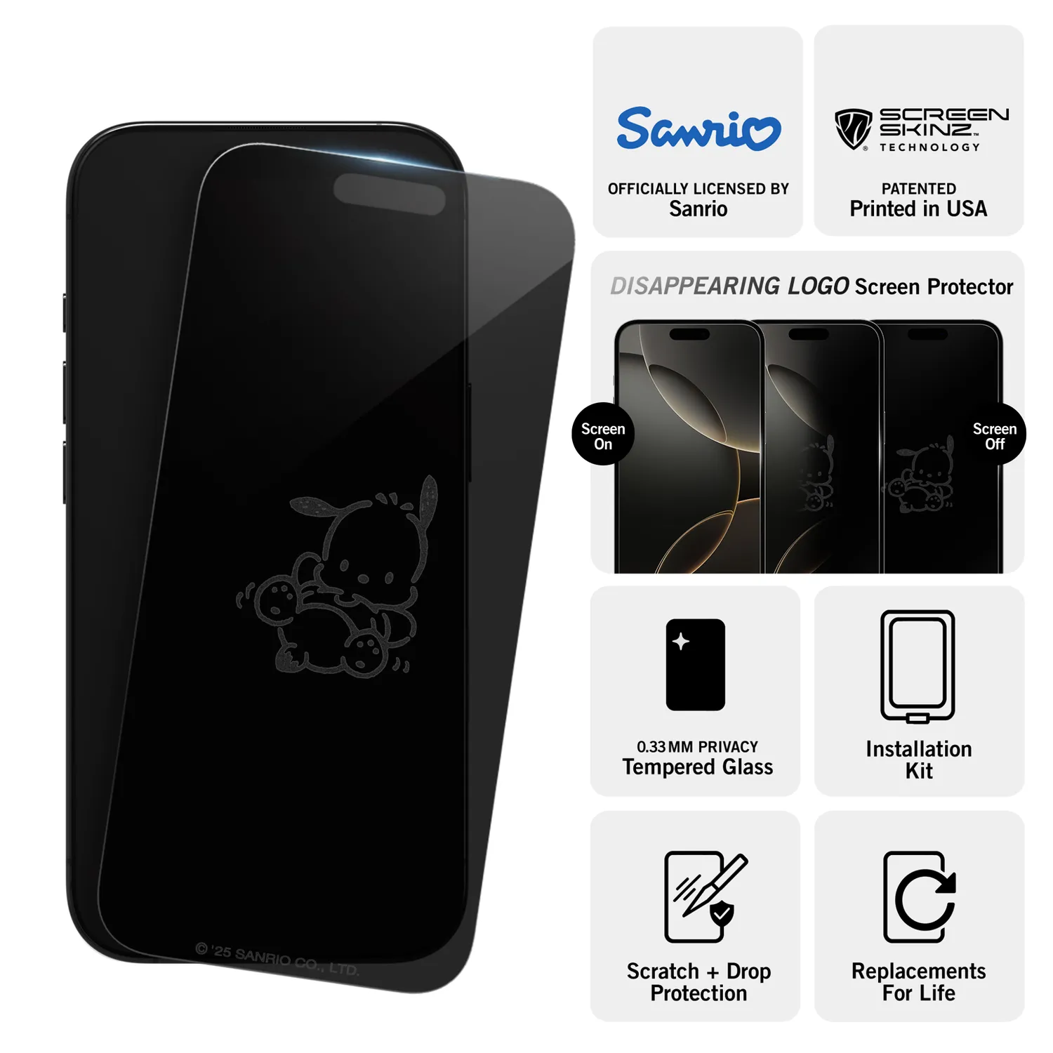 Hello Kitty Pochacco x Screen Skinz Dancing skjermbeskytter iPhone