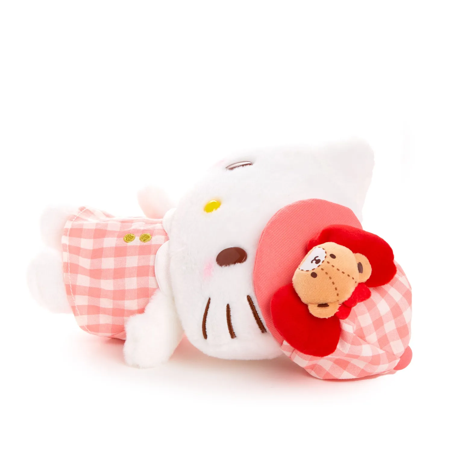 Hello Kitty Gingham Cap 8-tommers plysjbamse rutete antrekk