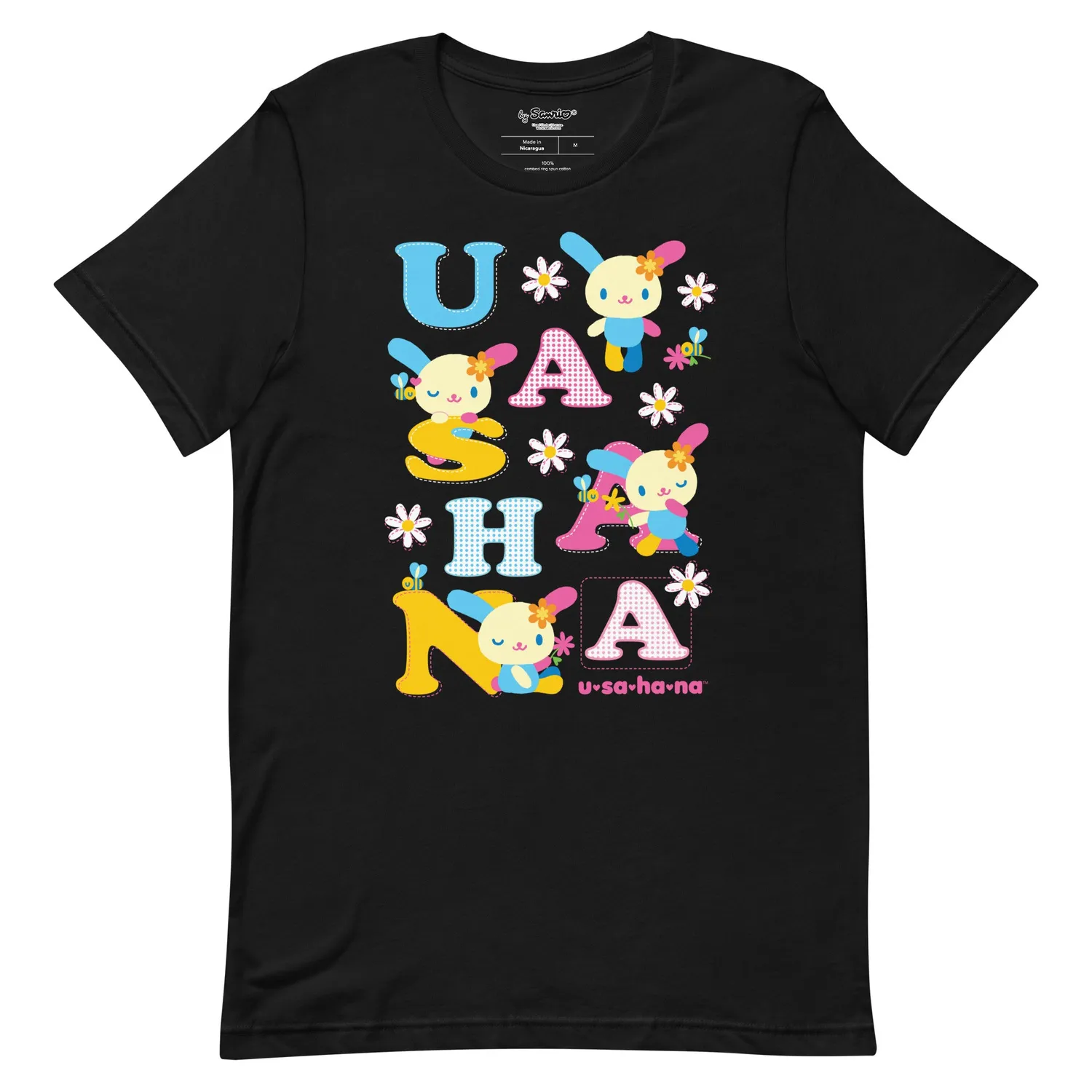Hello Kitty U*SA*HA*NA Scattered Letters T-skjorte svart