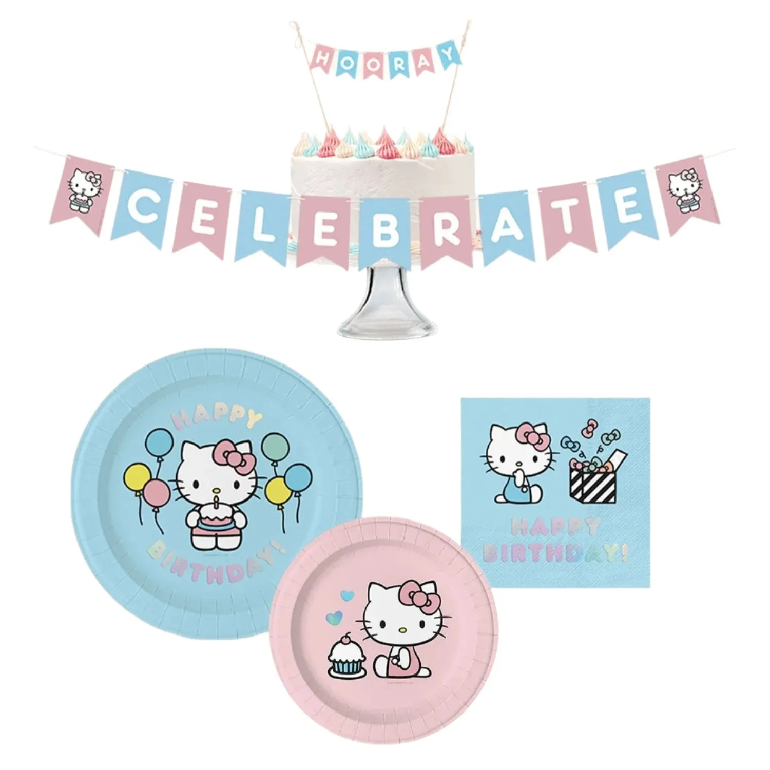 Hello Kitty Happy Birthday festsett papir, komplett bursdagspakke