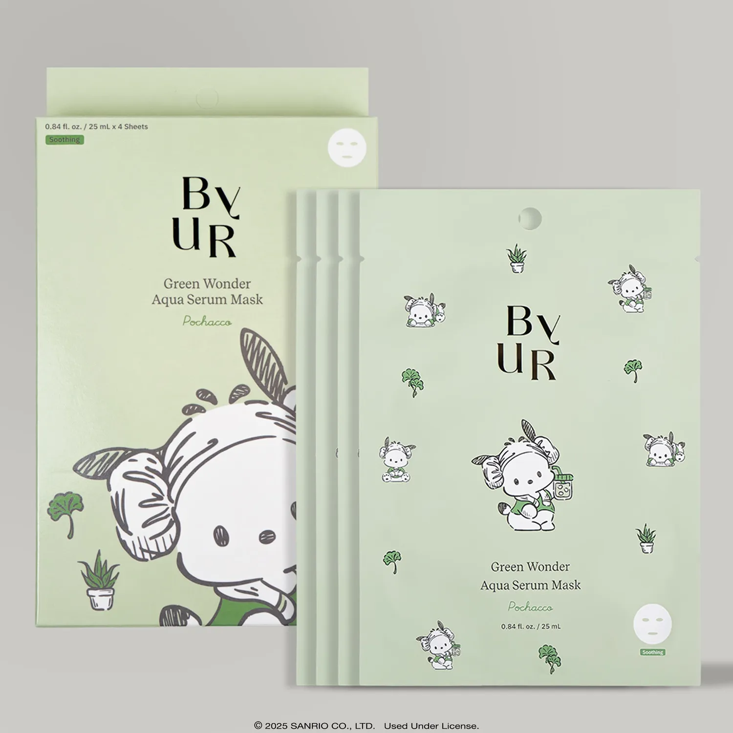 Hello Kitty Pochacco x ByUR Green Wonder Aqua Serum Mask 1 stk vegansk