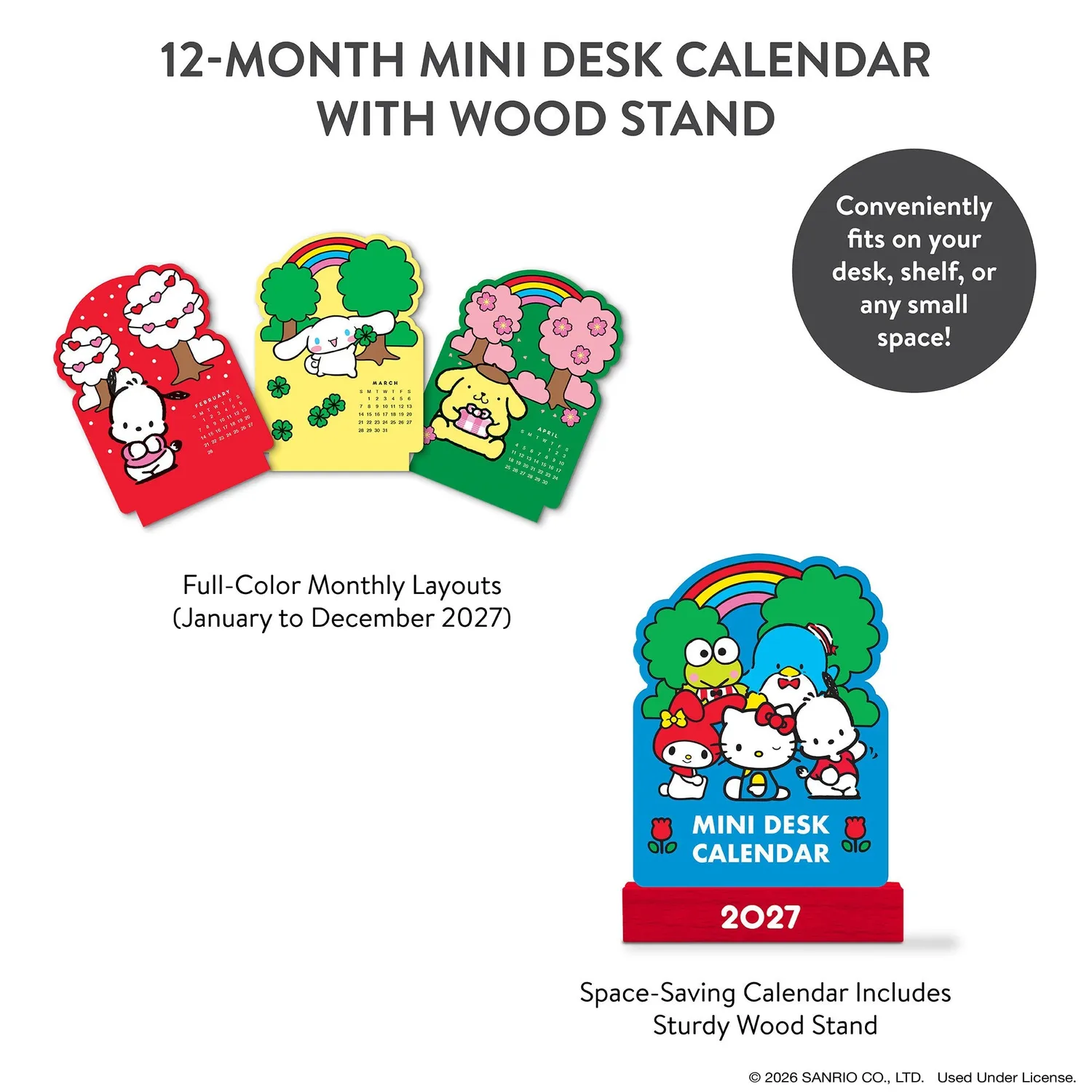 Hello Kitty and Friends Retro 2027 minikalender med trestativ