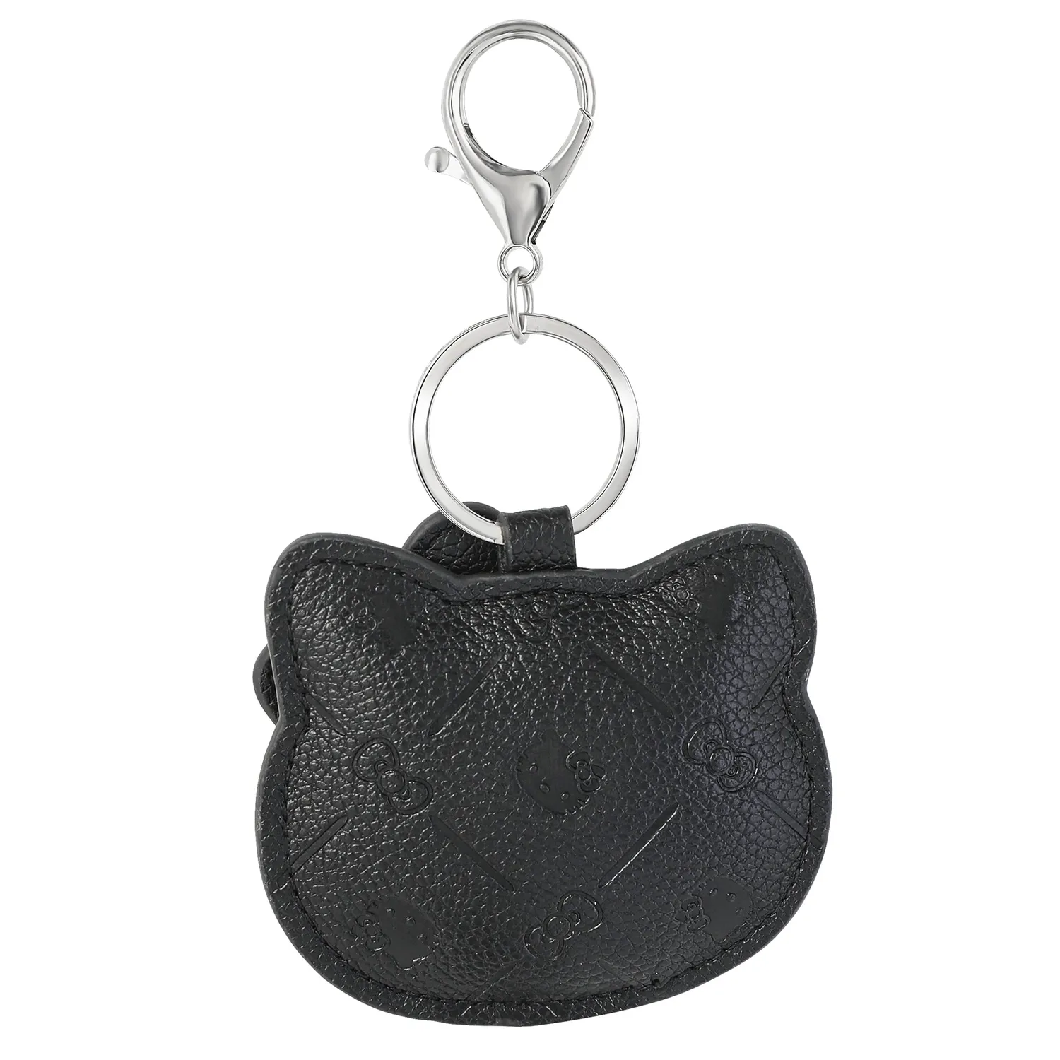 Hello Kitty Debossed Keychain nøkkelring svart med sølvfinish