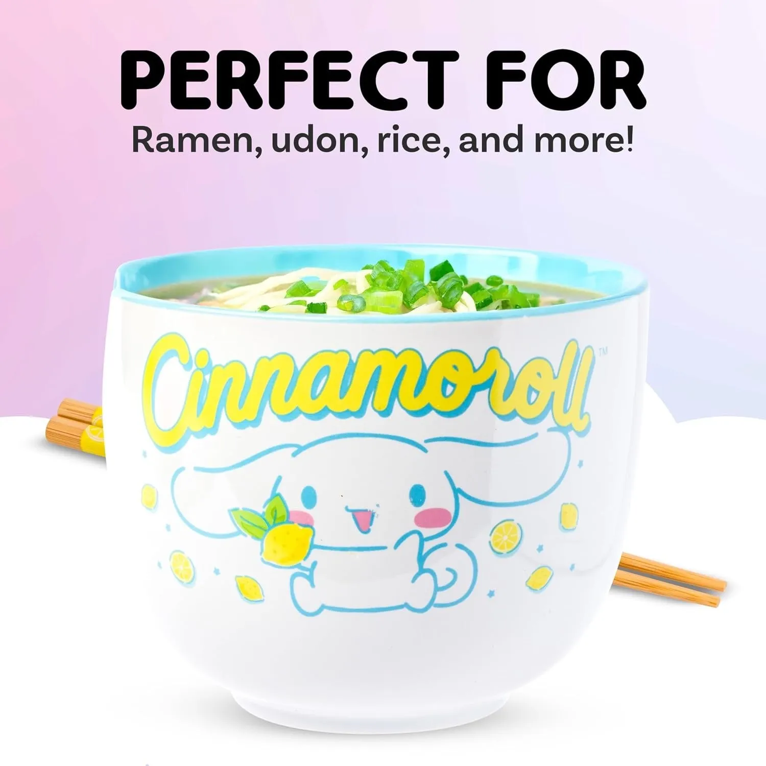 Cinnamoroll keramisk ramenbolle med spisepinner og skje sitron