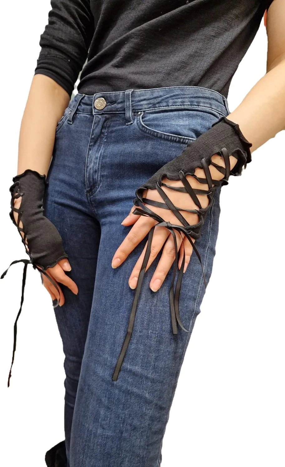 Neo Tokyo Lolita Fashion fingerløse hansker svart
