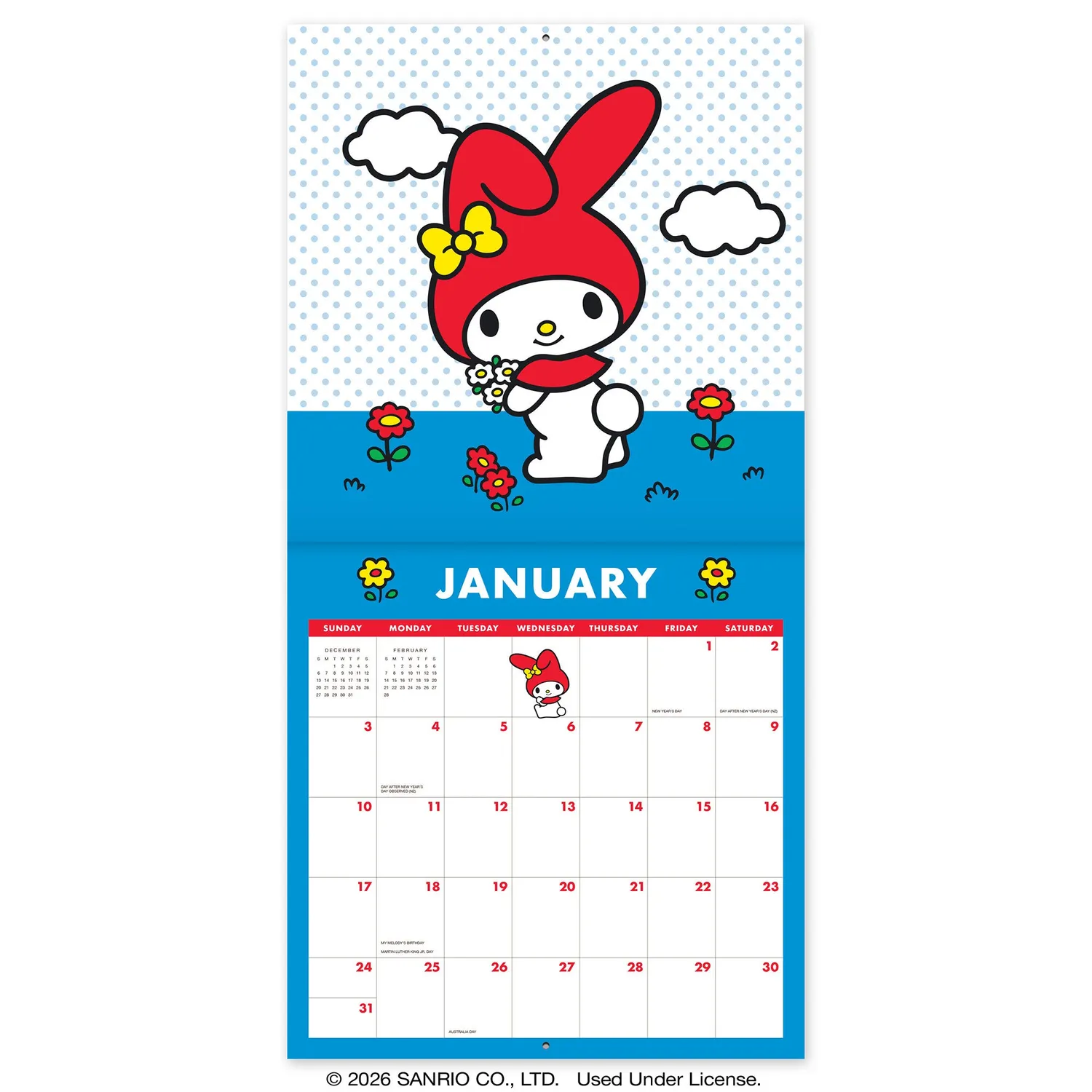 Hello Kitty and Friends 2027 Retro veggkalender 12 måneder