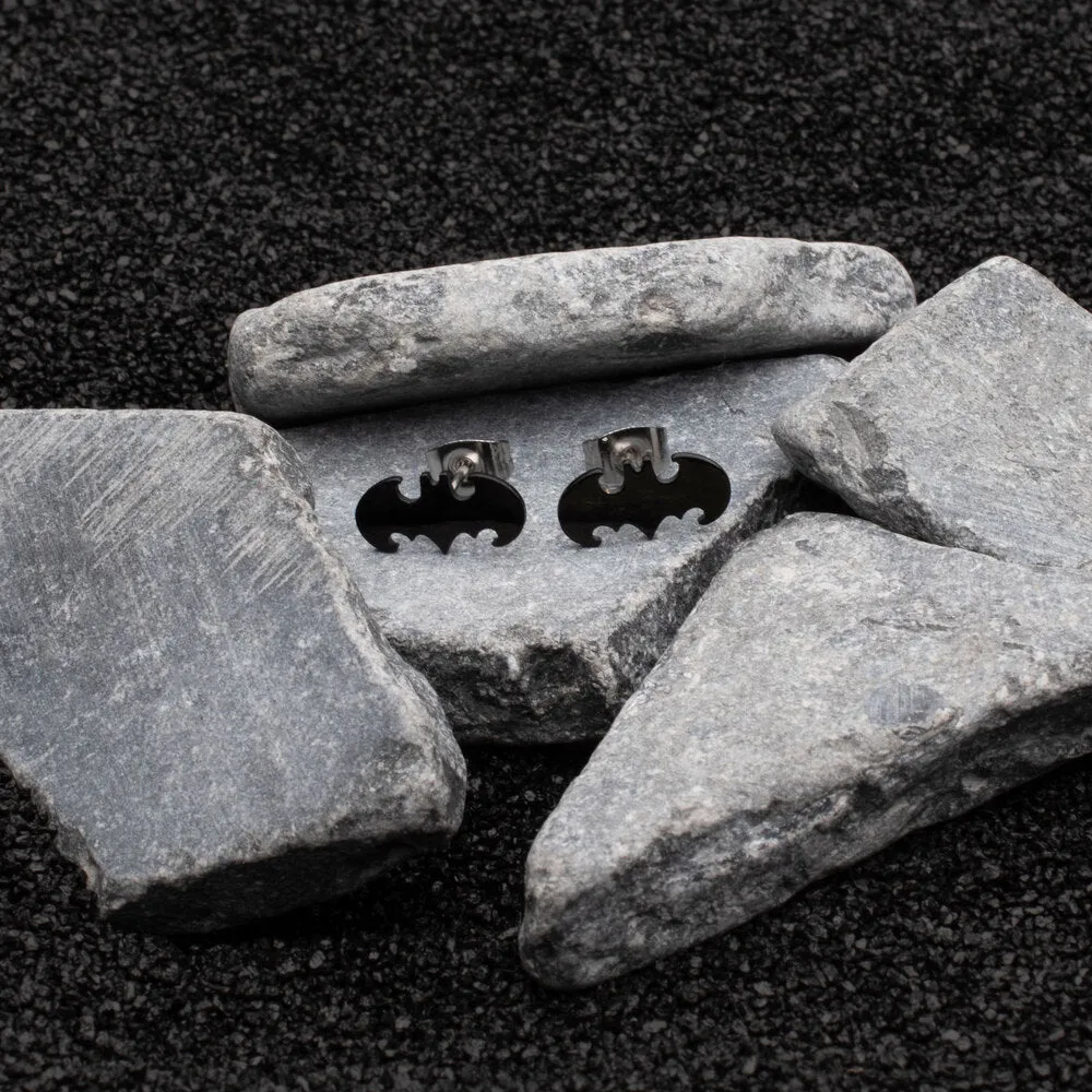 Batman Black Cut Out Logo øredobber i 316L-stål
