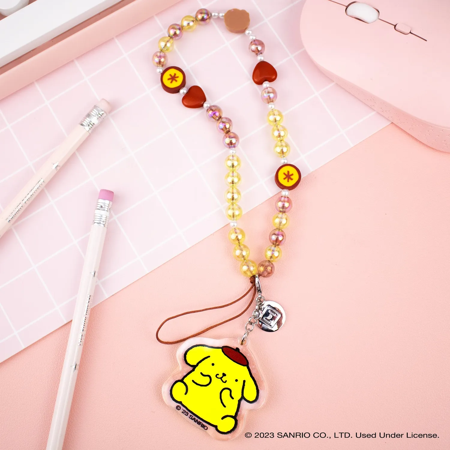 Hello Kitty Pompompurin Beaded Charm mobilstropp med perler