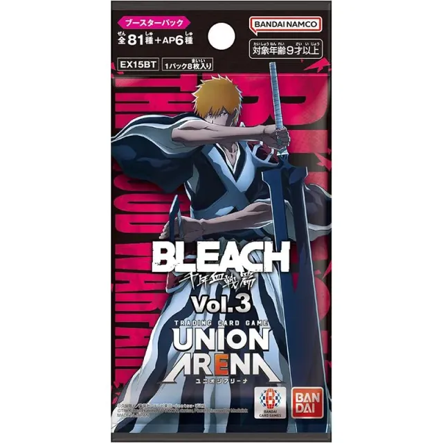 Union Arena Bleach Millennium Blood War Vol. 3 EX15BT boosterpakke japansk 8 kort