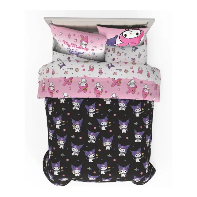 My Melody & Kuromi Besties Bedding Set sengesett vendbart Twin 5 deler