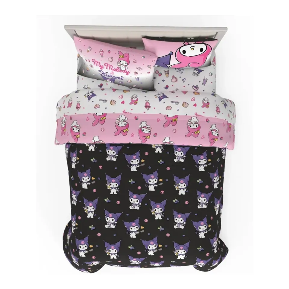 My Melody & Kuromi Besties Bedding Set sengesett vendbart Twin 5 deler