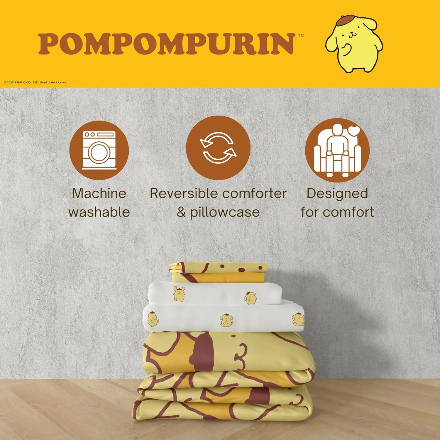 Pompompurin Happy Pudding Bedding Set sengetøy Twin 5 deler