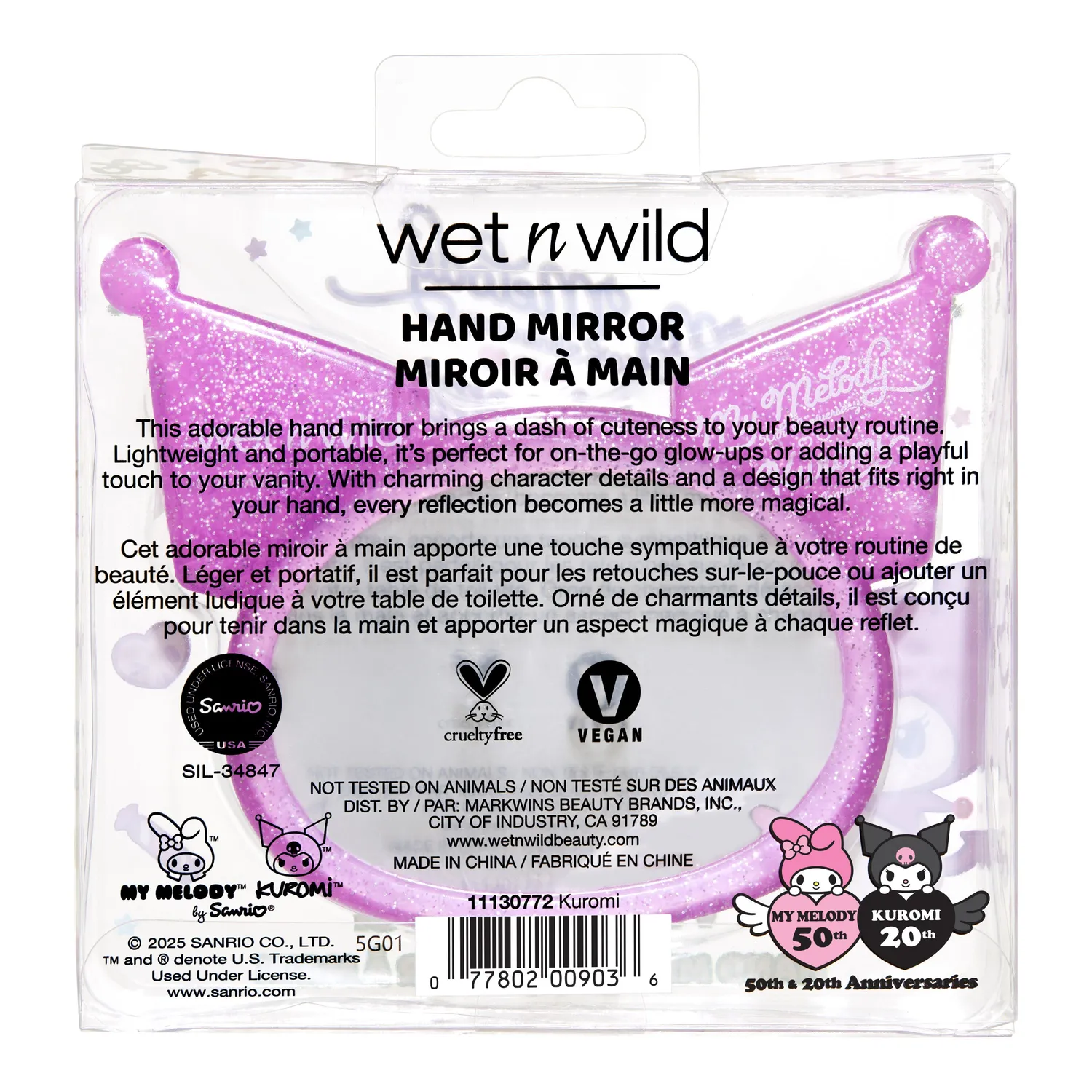 Wet n Wild My Melody & Kuromi håndspeil Kuromi