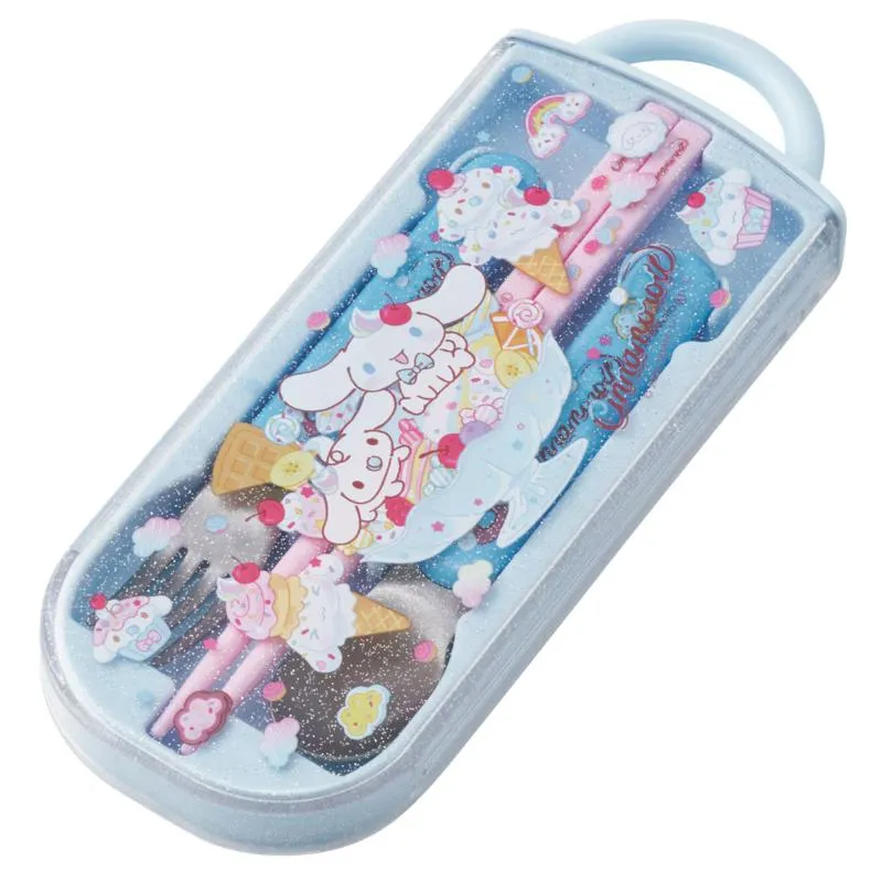 Neo Tokyo Sanrio Cinnamoroll Fancy Snacks bestikksett spisepinner gaffel skje etui