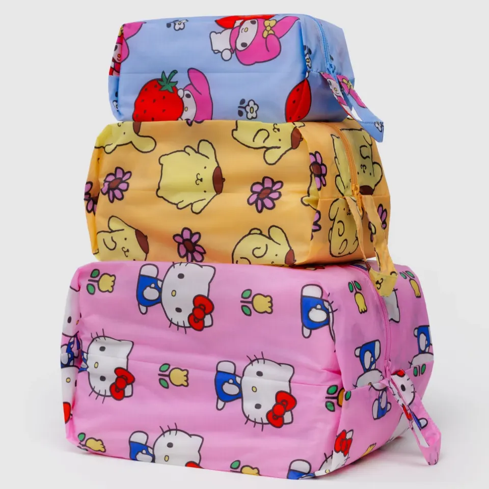 Hello Kitty and Friends x Baggu 3-pakning zip-poser frukt og blomster