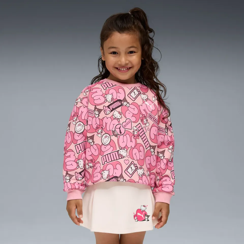 Hello Kitty and Friends x PUMA Kids Relaxed All-over Print Crewneck genser Pinkscape